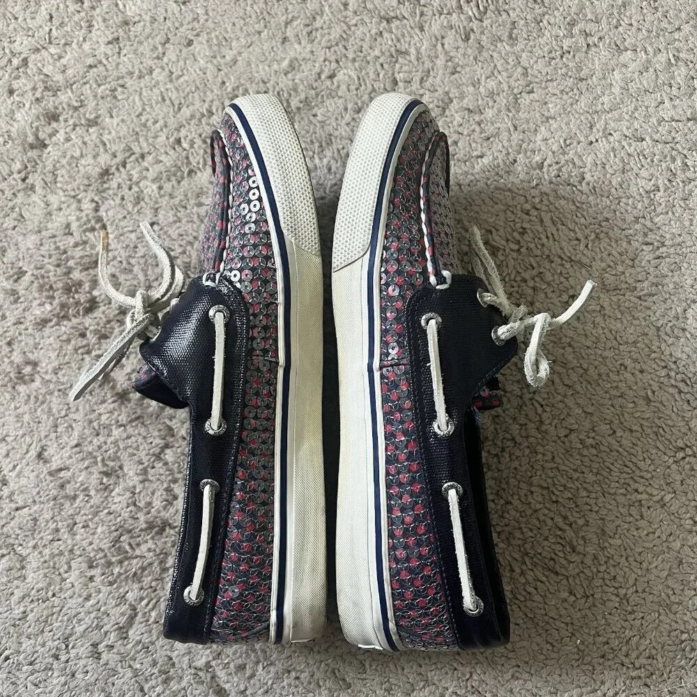 Sperry Top-Sider Size 7 Navy Red Sequin Dot Comfort Shoes